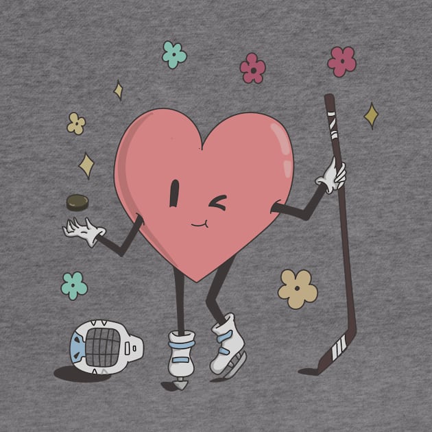 Retro Hockey Heart Shirt, Hockey Valentines Day Gift by mcoshop